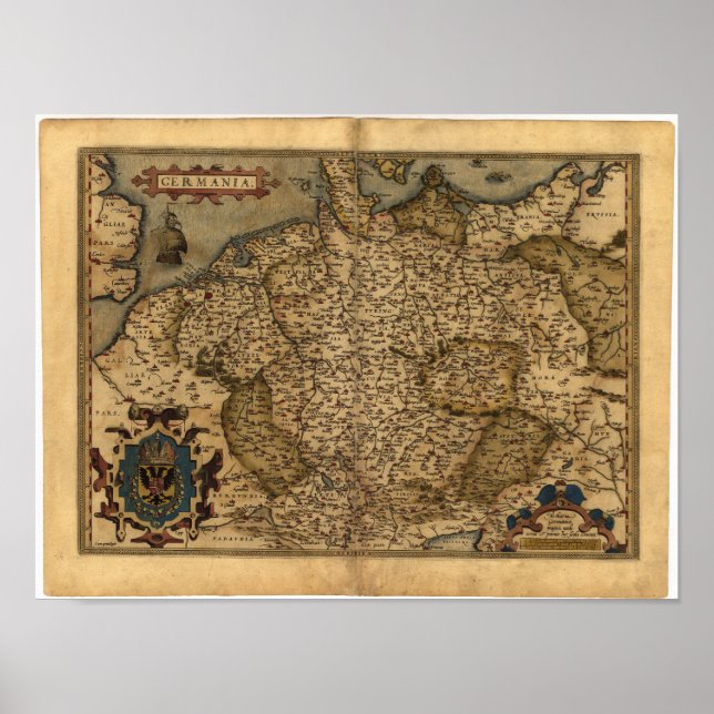 Antique Map of Germany Ortelius Atlas Poster (Front)