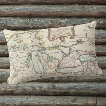 Antique Map Of Great Lakes Lumbar Pillow by whereabouts at Zazzle
