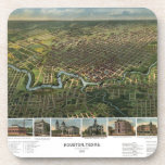 Antique Map of Houston, Texas with Buffalo River Beverage Coaster