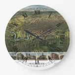 Antique Map of Houston, Texas with Buffalo River Large Clock