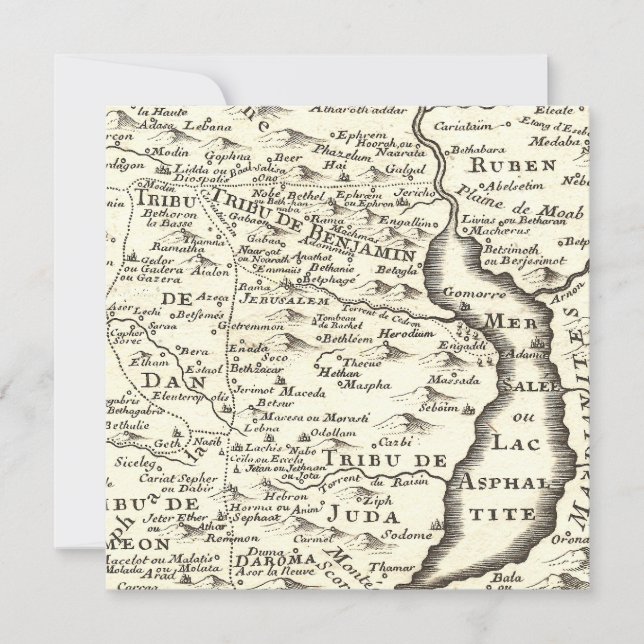 Antique Map of Israel Bar Miztvah Invitations (Front)