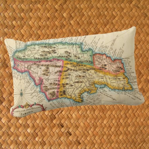 Antique Map of Jamaica 1758 Lumbar Pillow