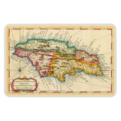 Antique Map of Jamaica 1758 Magnet