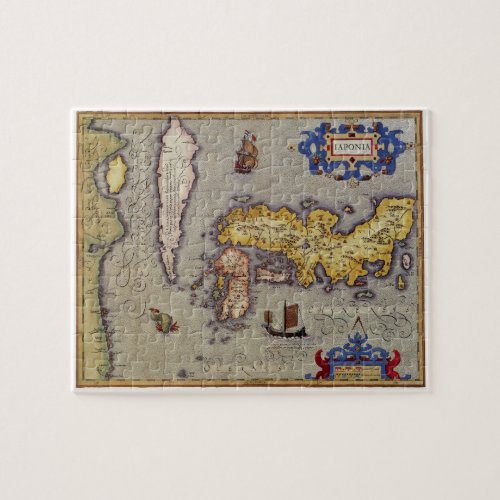 Antique Map of Japan by Mercator and Hondius Jigsaw Puzzle