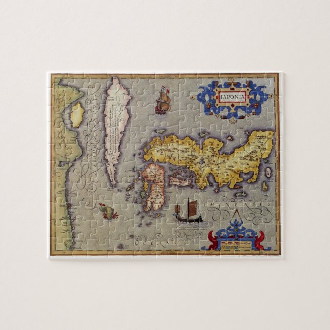 Antique Map of Japan by Mercator and Hondius Jigsaw Puzzle (Horizontal)