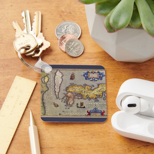 Antique Map of Japan by Mercator and Hondius Keychain (Desk)