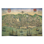 Antique Map of Lisbon, Portugal by Braun/Hogenberg Cloth Placemat