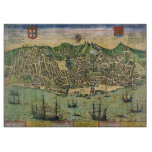 Antique Map of Lisbon, Portugal by Braun/Hogenberg Cutting Board