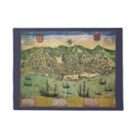 Antique Map of Lisbon, Portugal by Braun/Hogenberg Doormat