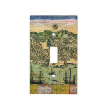 Antique Map of Lisbon, Portugal by Braun/Hogenberg Light Switch Cover