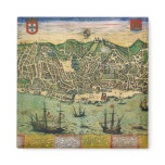 Antique Map of Lisbon, Portugal by Braun/Hogenberg Magnet