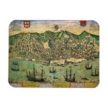 Antique Map of Lisbon, Portugal by Braun/Hogenberg Magnet