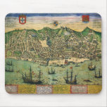 Antique Map of Lisbon, Portugal by Braun/Hogenberg Mouse Pad