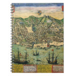 Antique Map of Lisbon, Portugal by Braun/Hogenberg Notebook