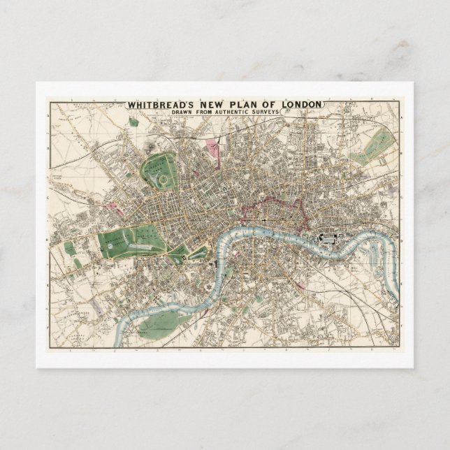 Antique Map of London Postcard (Front)