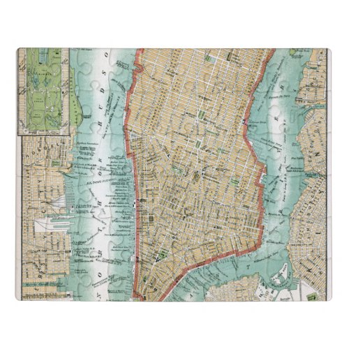 Antique Map of Lower Manhattan and Central Park Jigsaw Puzzle