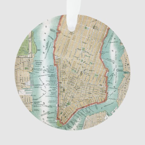 Antique Map of Lower Manhattan and Central Park Ornament