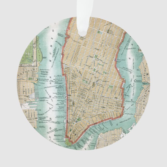 Antique Map of Lower Manhattan and Central Park Ornament (Front)