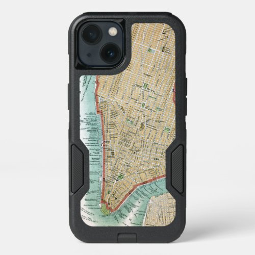 Antique Map of Lower Manhattan and Central Park iPhone 13 Case