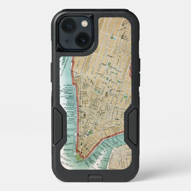 Antique Map of Lower Manhattan and Central Park Otterbox iPhone Case (Back)
