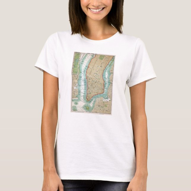 Antique Map of Lower Manhattan and Central Park T-Shirt (Front)