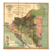 Antique Map of Nicaragua 1898