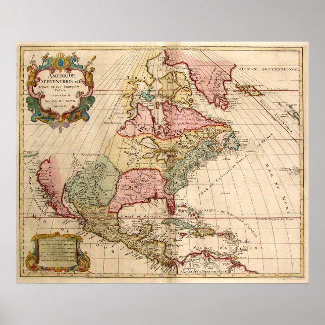 Antique map of North America Poster (Front)
