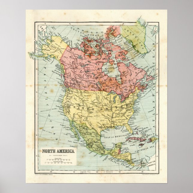 Antique map of North America Poster (Front)