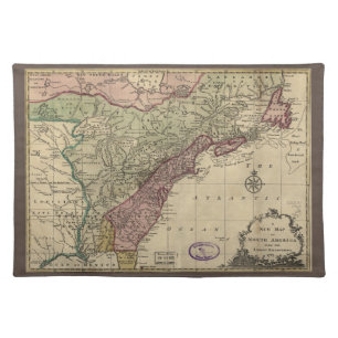 Antique Map of North America, Restored, 1763 Cloth Placemat
