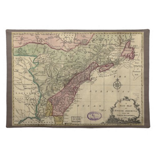 Antique Map of North America Restored 1763 Cloth Placemat