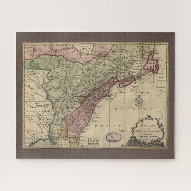 Antique Map of North America, Restored, 1763 Jigsaw Puzzle (Horizontal)