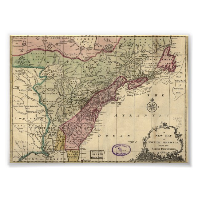 Antique Map of North America, Restored, 1763 Photo Print (Front)