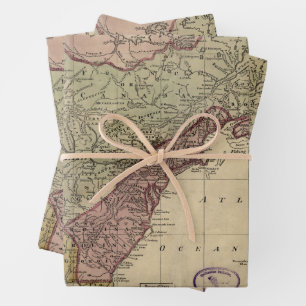 Antique Map of North America, Restored, 1763 Wrapping Paper Sheets