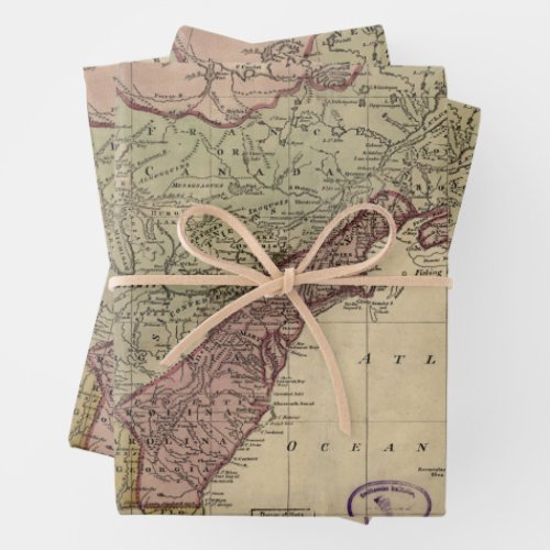 Antique Map of North America Restored 1763 Wrapping Paper Sheets