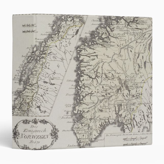 Antique Map of Norway 3 Ring Binder (Front/Spine)