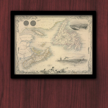 Antique Map Of Nova Scotia And Newfoundland Poster by whereabouts at Zazzle