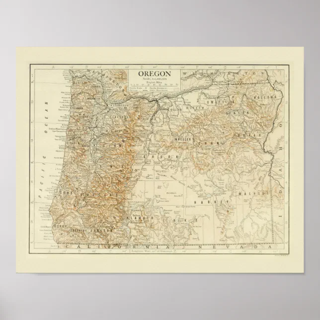 Antique map of Oregon Poster | Zazzle