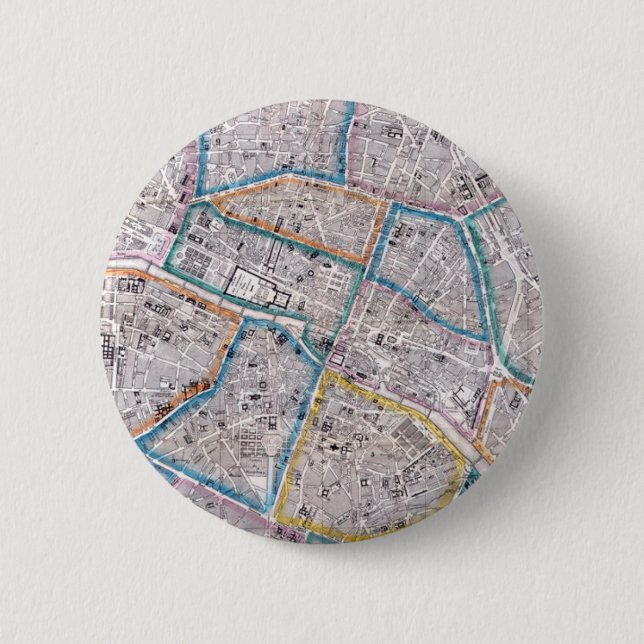 Antique Map of Paris Button (Front)