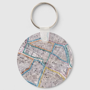 Antique Map of Paris Keychain