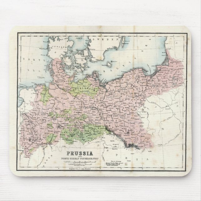 Antique Map of Prussia Mouse Pad (Front)