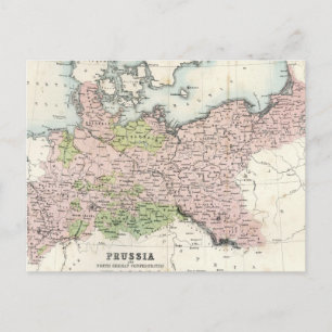 Antique Map of Prussia Postcard