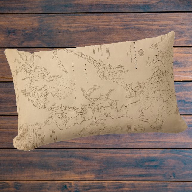 Antique map of Puget Sound Lumbar Pillow (Creator Uploaded)