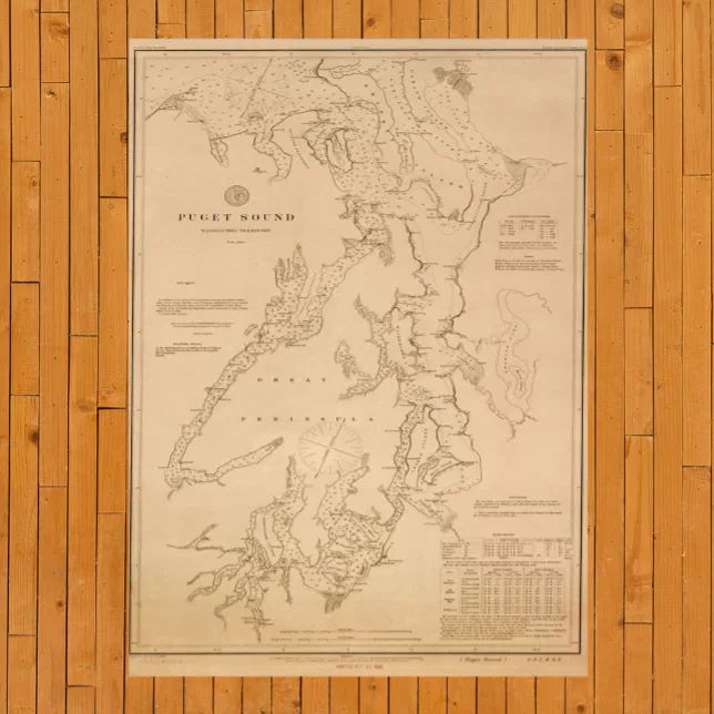 Antique map of Puget Sound Poster | Zazzle