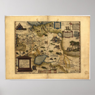 Antique Map of Russia ORTELIUS ATLAS 1570 A.D. Poster