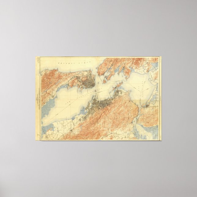 Antique Map of San Francisco Bay Area 1915, Canvas (Front)