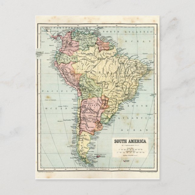 Antique map of South America Postcard (Front)