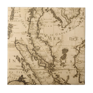 Antique Map of South East Asia 1687 Ceramic Tile