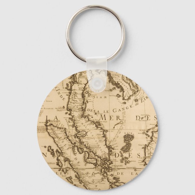 Antique Map of South East Asia | 1687 Keychain (Front)