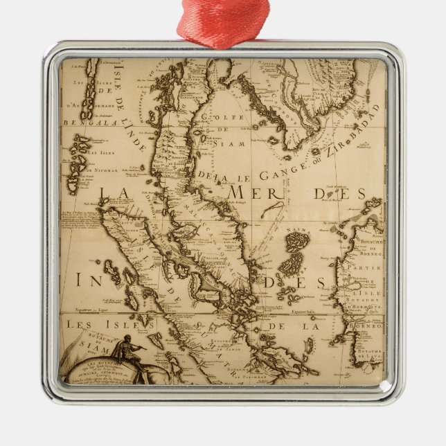 Antique Map of South East Asia | 1687 Metal Ornament (Front)