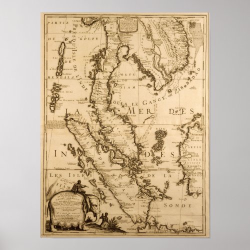 Antique Map of South East Asia  1687 Poster